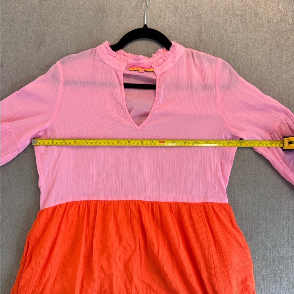Vilagallo Vetammy Cotton Gauze 3-Tier Color Block Dress - Picture 6 of 6
